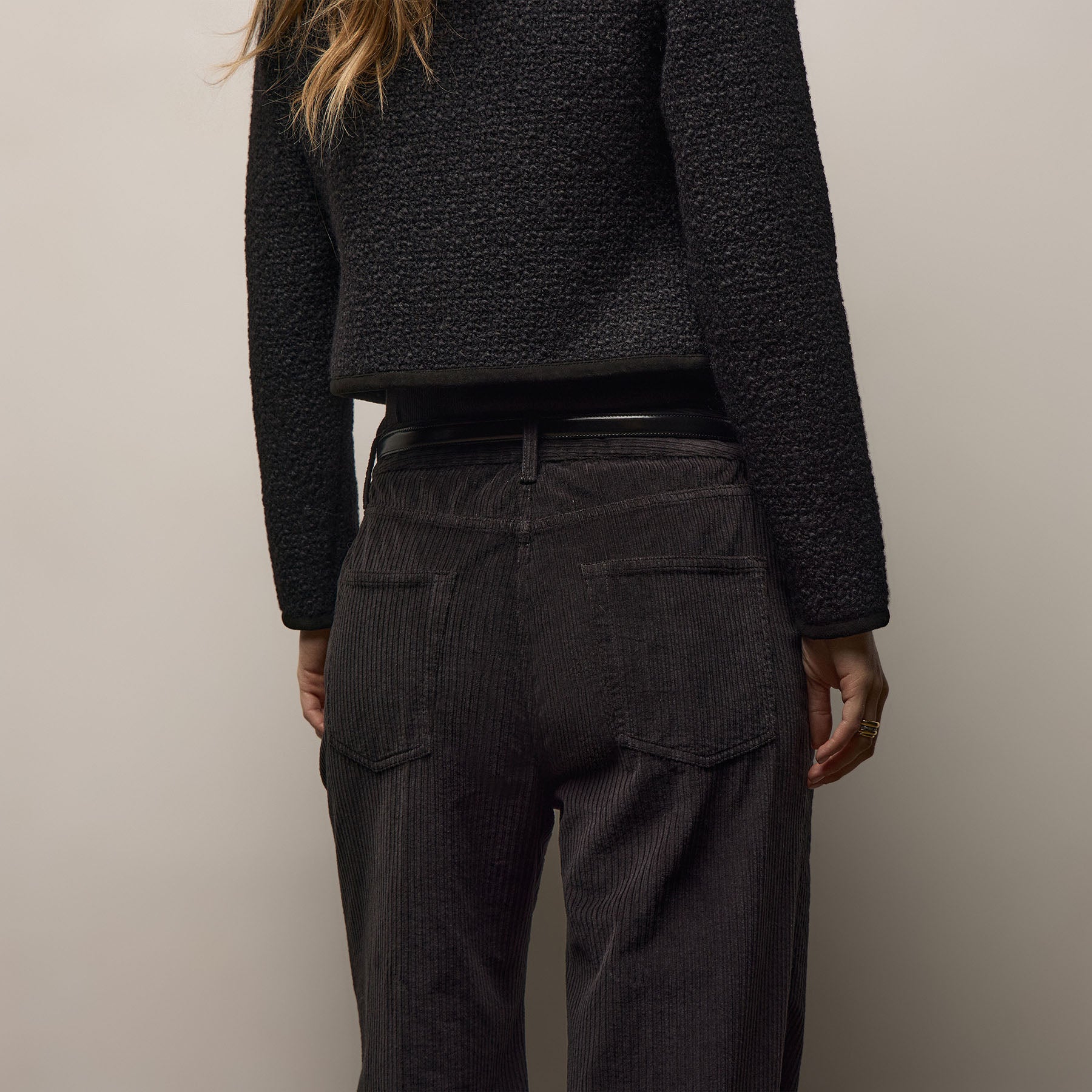 Corduroy Straight Leg Pant in Black | James Perse Los Angeles