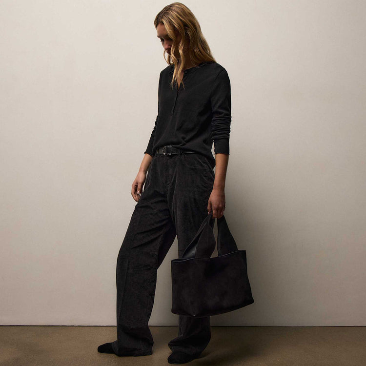 Corduroy Straight Leg Pant In Black | James Perse Los Angeles