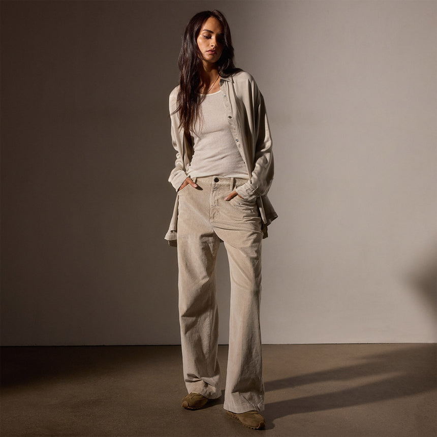 Uneven Corduroy Mixed Media Pant in Faint Pigment | James Perse Los Angeles