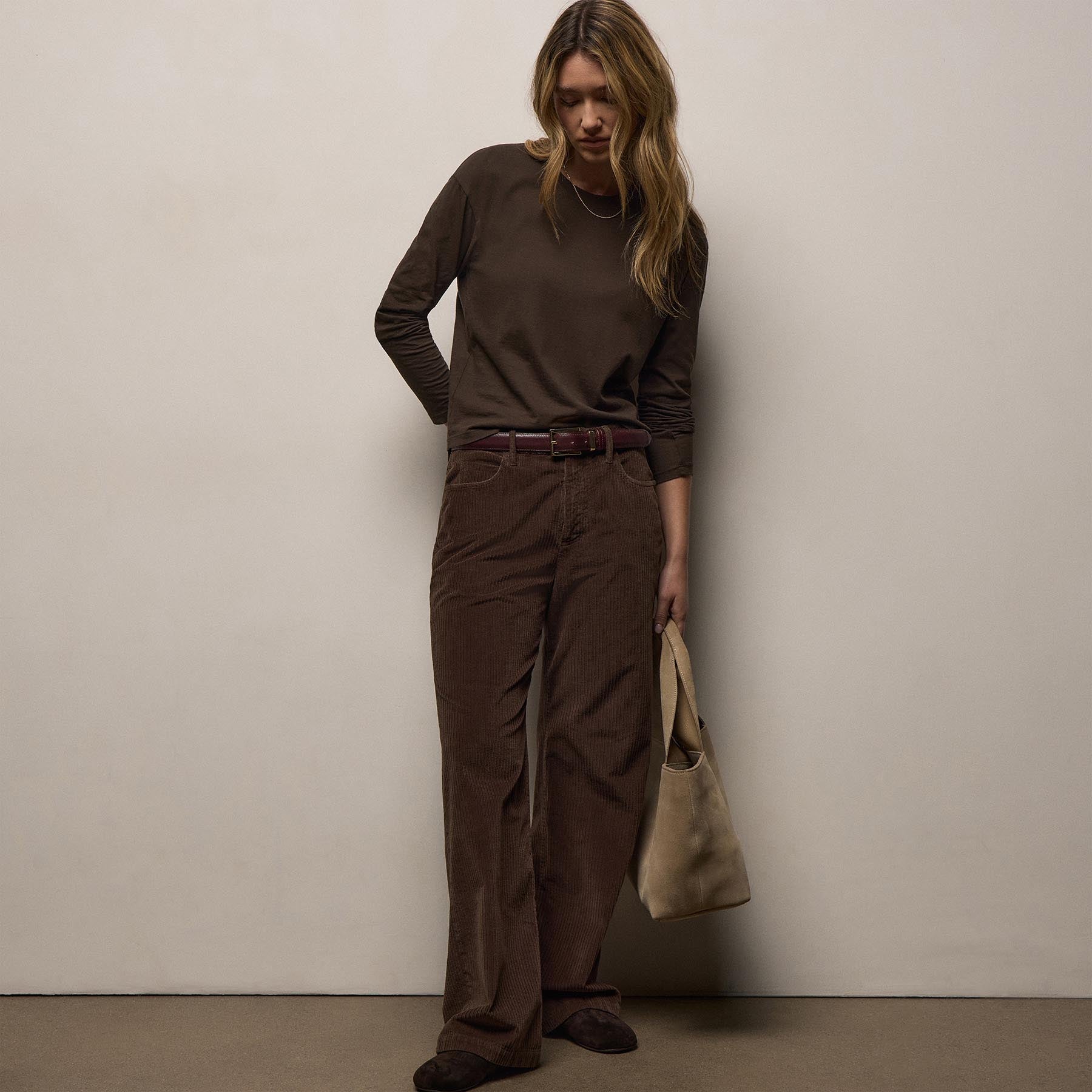 Corduroy Straight Leg Pant in Porcupine | James Perse Los Angeles