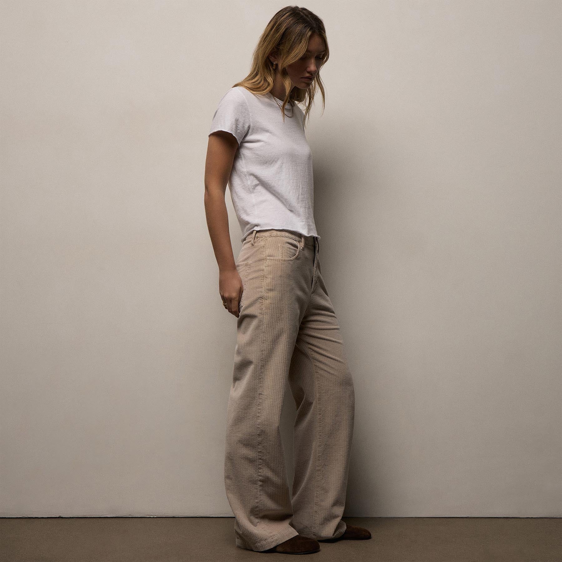 Corduroy Straight Leg Pant - Stone Pigment | James Perse Los Angeles