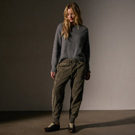 Corduroy Mixed Media Pant in Army Green Pigment | James Perse Los Angeles