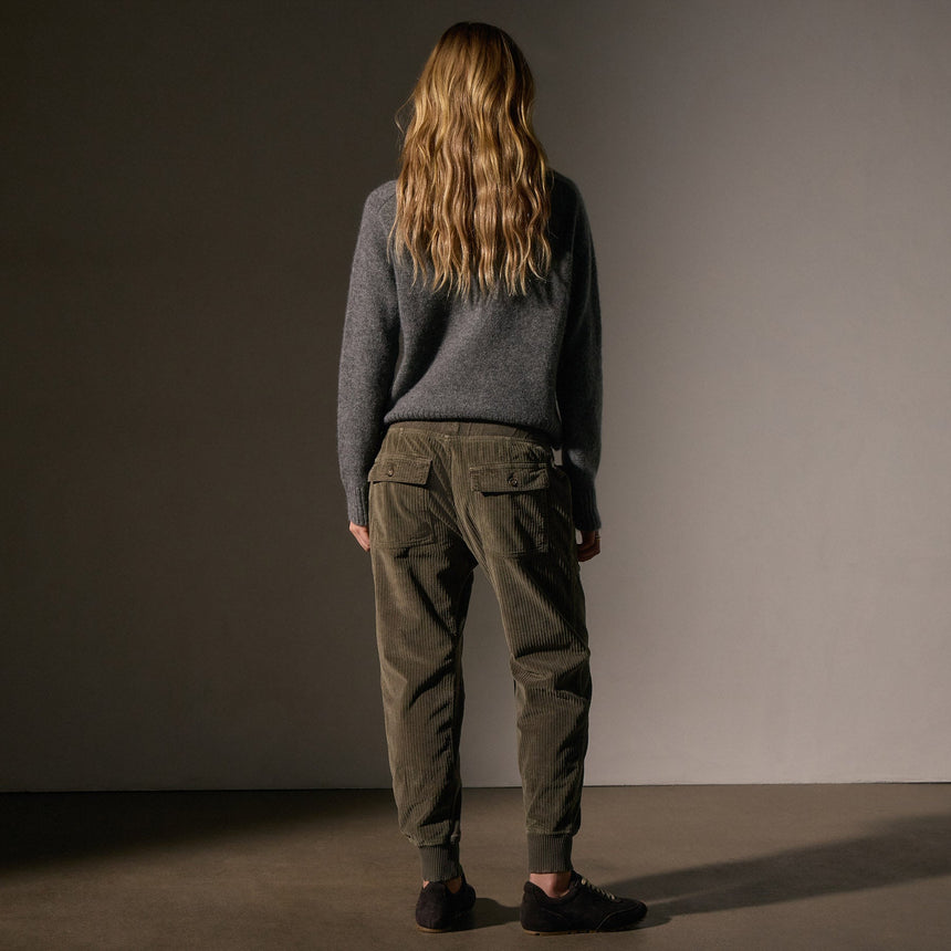 Corduroy Mixed Media Pant in Army Green Pigment | James Perse Los Angeles