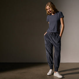 Corduroy Mixed Media Pant in Blue Noir Pigment | James Perse Los Angeles