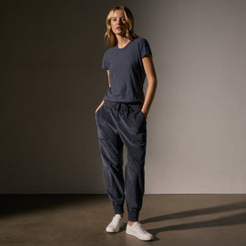 Corduroy Mixed Media Pant in Blue Noir Pigment | James Perse Los Angeles