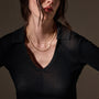 Cotton Cashmere Rib Open Polo  in Black | James Perse Los Angeles