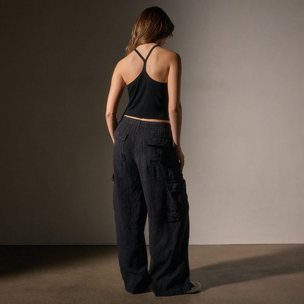 Cotton Cshmr Ribbed Rcr Bck Tank in Black | James Perse Los Angeles