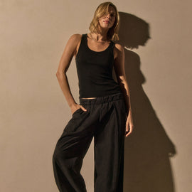 Cashmere Rib Tank in Black | James Perse Los Angeles