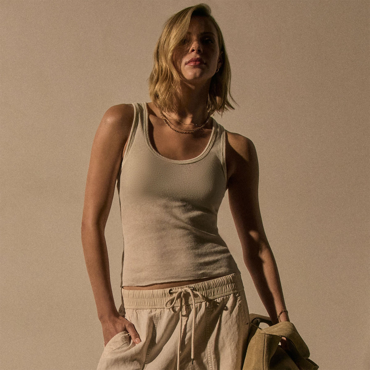 Cashmere Rib Tank in Ivory | James Perse Los Angeles