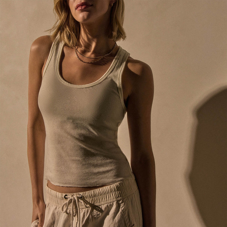 Cashmere Rib Tank in Ivory | James Perse Los Angeles