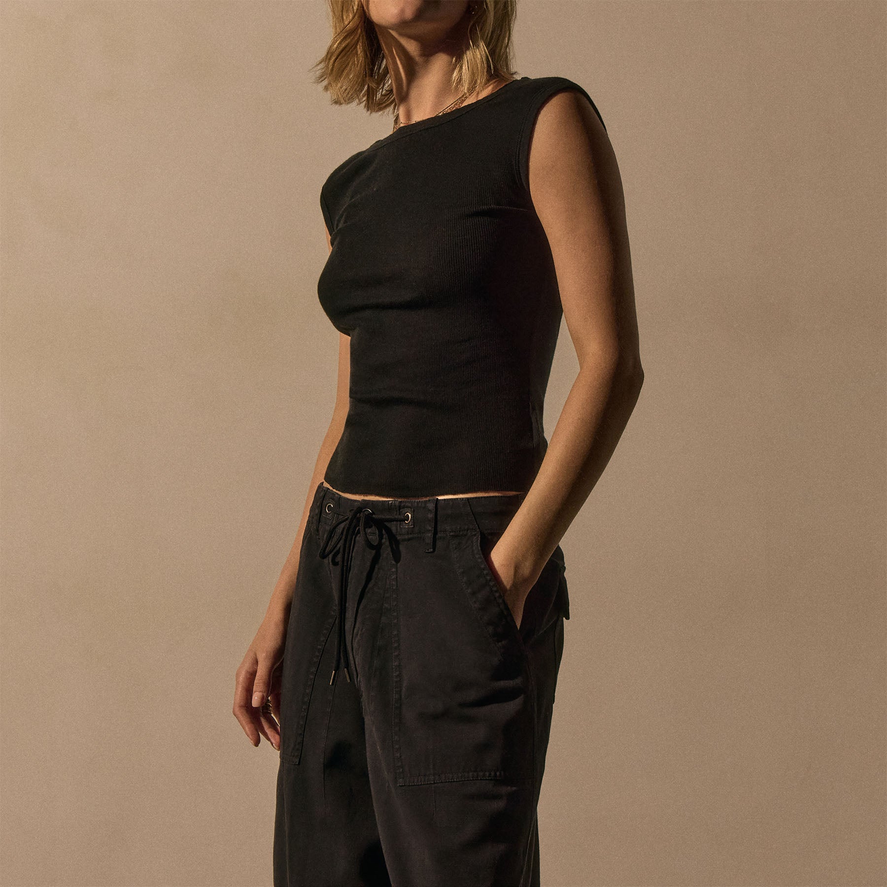 Cotton Cashmere Blend Boatneck Top - Black | James Perse Los Angeles