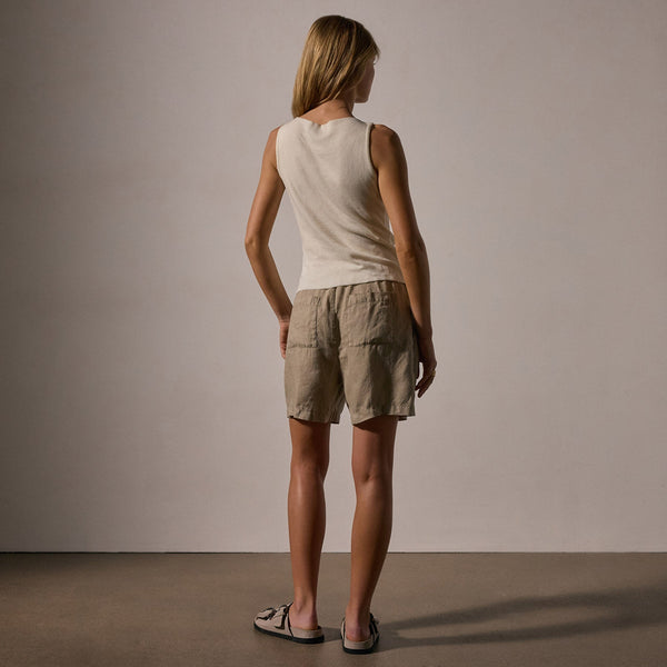 Cotton Cashmere Rib Boat Neck Top in Ivory | James Perse Los Angeles