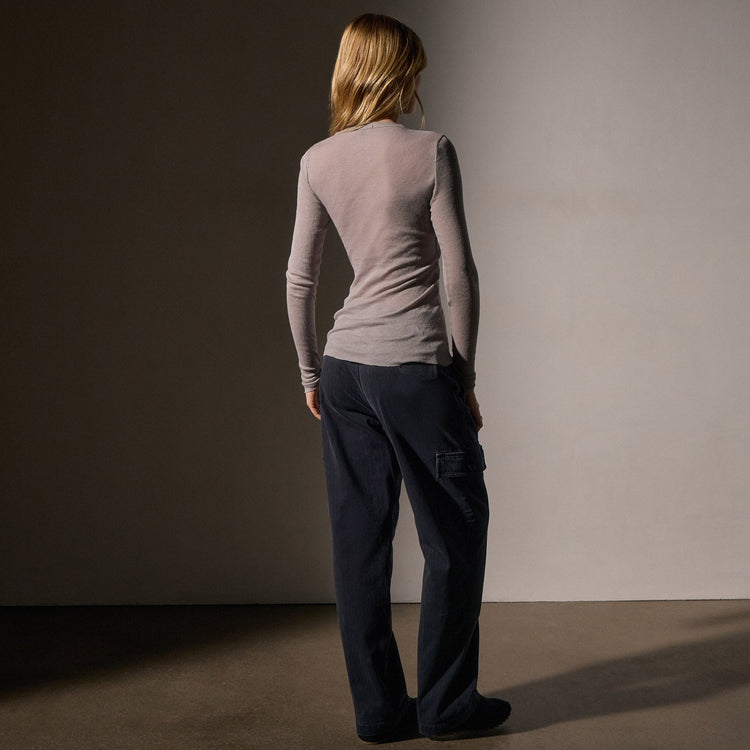 Cotton Cashmere Blend Ribbed Long Sleeve Crew in Dapple | James Perse Los Angeles