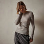 Cotton Cashmere Blend Ribbed Long Sleeve Crew in Heather Grey | James Perse Los Angeles