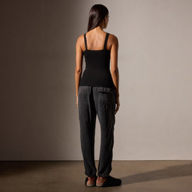 Cotton Cashmere Blend Ribbed Tank in Black | James Perse Los Angeles