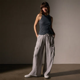 Cotton Cashmere Rib Shell Top in Asphalt | James Perse Los Angeles