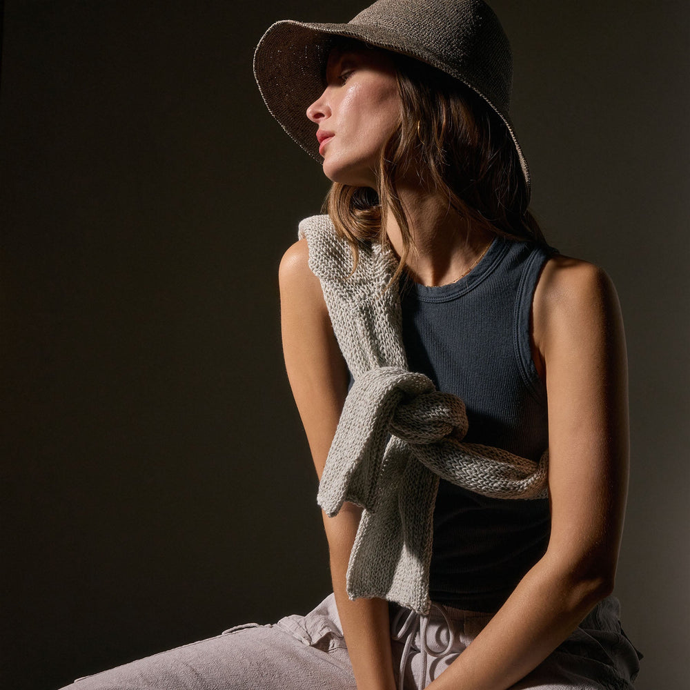 Cotton Cashmere Rib Shell Top in Asphalt | James Perse Los Angeles