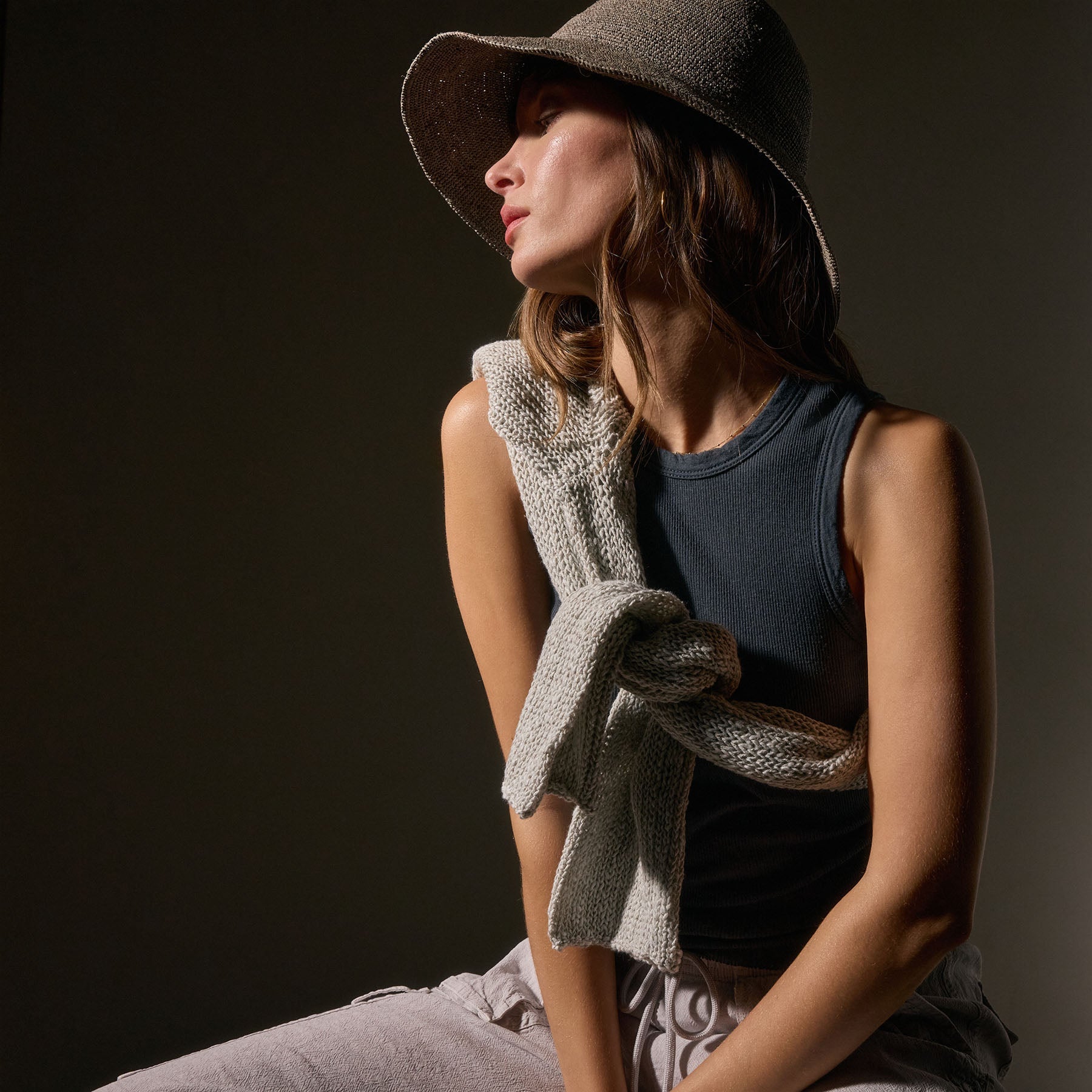 Cotton Cashmere Rib Shell Top in Asphalt | James Perse Los Angeles