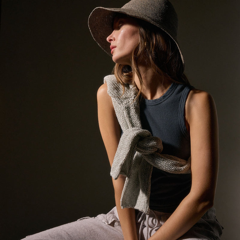 Cotton Cashmere Rib Shell Top in Asphalt | James Perse Los Angeles