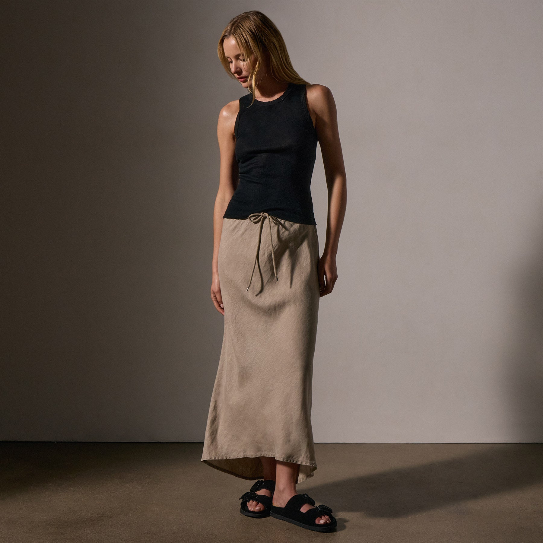 Cotton Cashmere Rib Shell Top - Black | James Perse Los Angeles