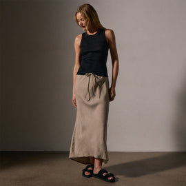 Cotton Cashmere Rib Shell Top in Black | James Perse Los Angeles