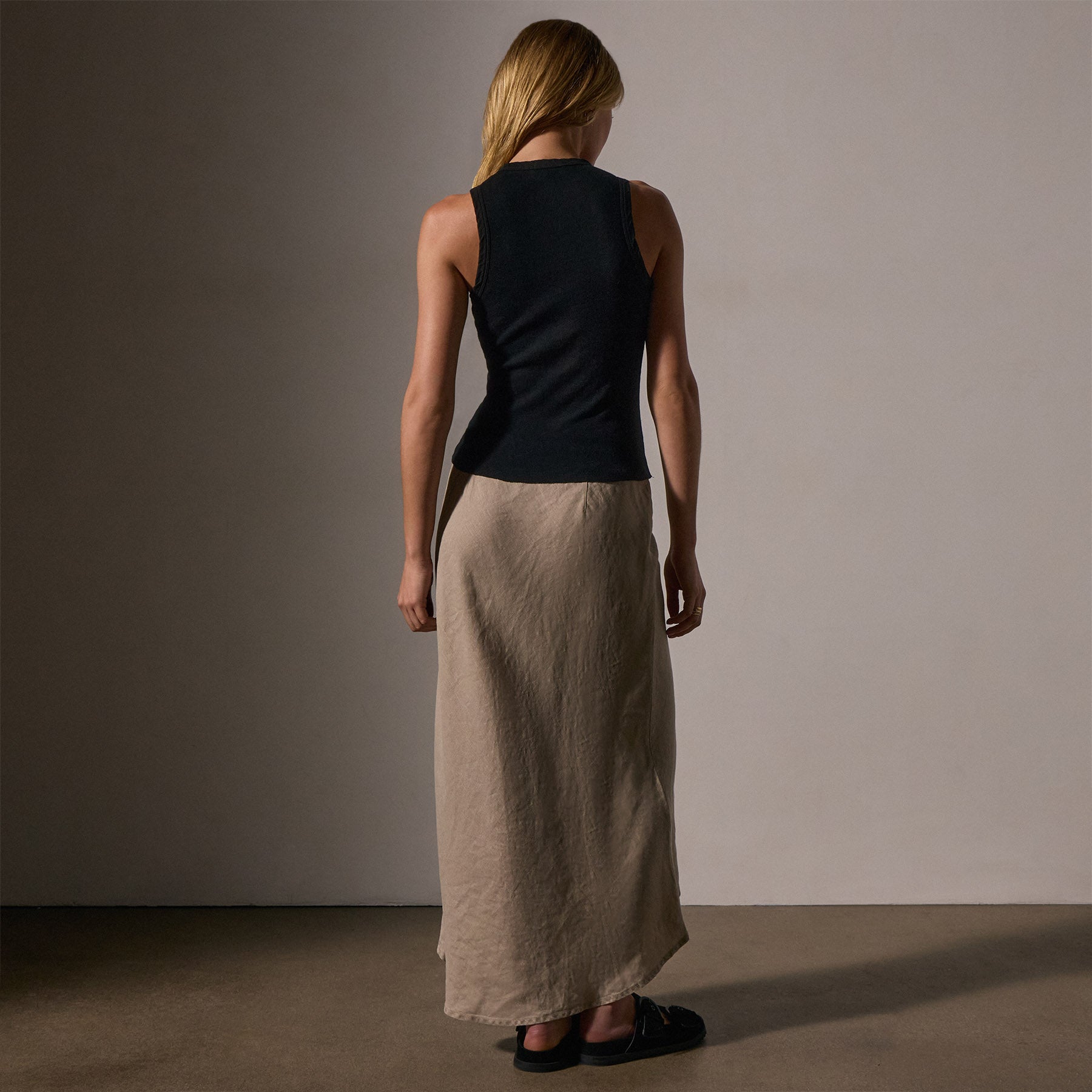 Cotton Cashmere Rib Shell Top in Black | James Perse Los Angeles