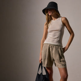 Cotton Cashmere Rib Shell Top in Ivory | James Perse Los Angeles