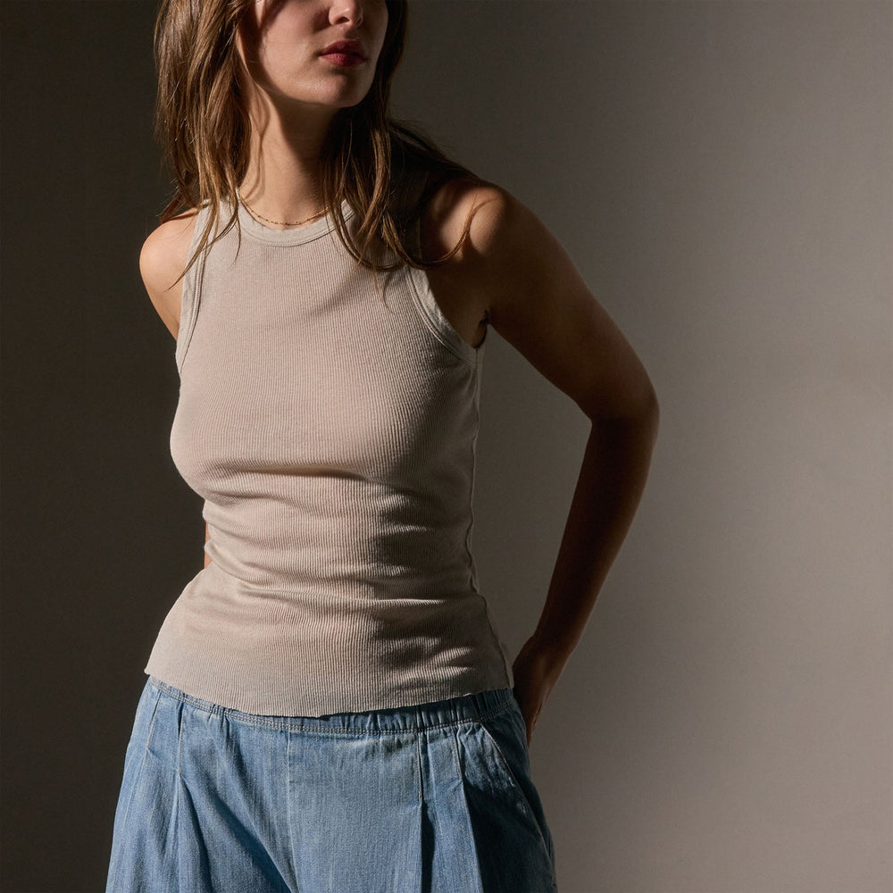 Cotton Cashmere Rib Shell Top in Salt | James Perse Los Angeles