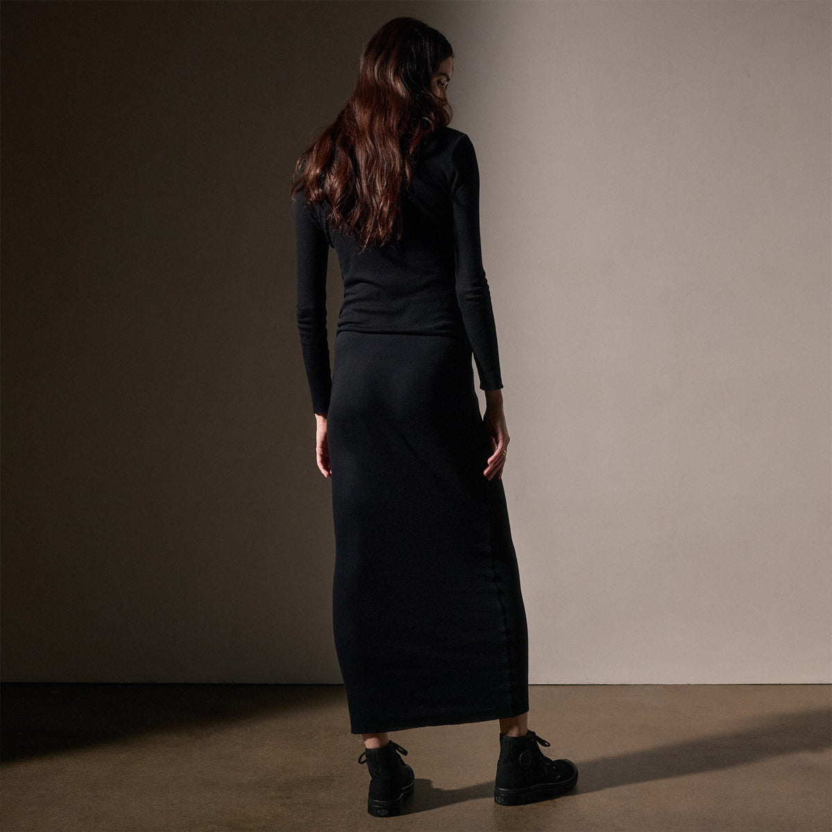 Cashmere Rib Skirt  in Black | James Perse Los Angeles