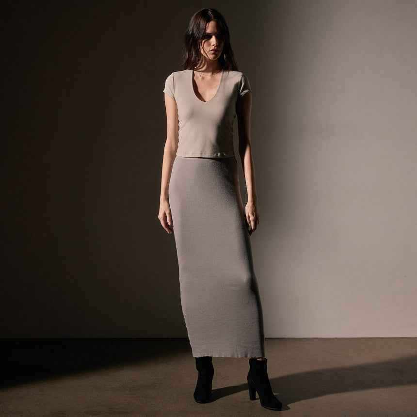 Cashmere Rib Skirt  in Dapple | James Perse Los Angeles