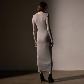 Cashmere Rib Deep V Neck  in Dapple | James Perse Los Angeles