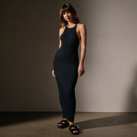 Cotton Cshmr Rbd Rcr Bck Tnk Dress in Black | James Perse Los Angeles