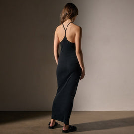 Cotton Cshmr Rbd Rcr Bck Tnk Dress in Black | James Perse Los Angeles