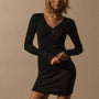 Cotton Cshmr Ribbed Henley Dress in Black | James Perse Los Angeles