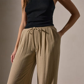 Pleated Wool Blend Pant in Biscuit | James Perse Los Angeles