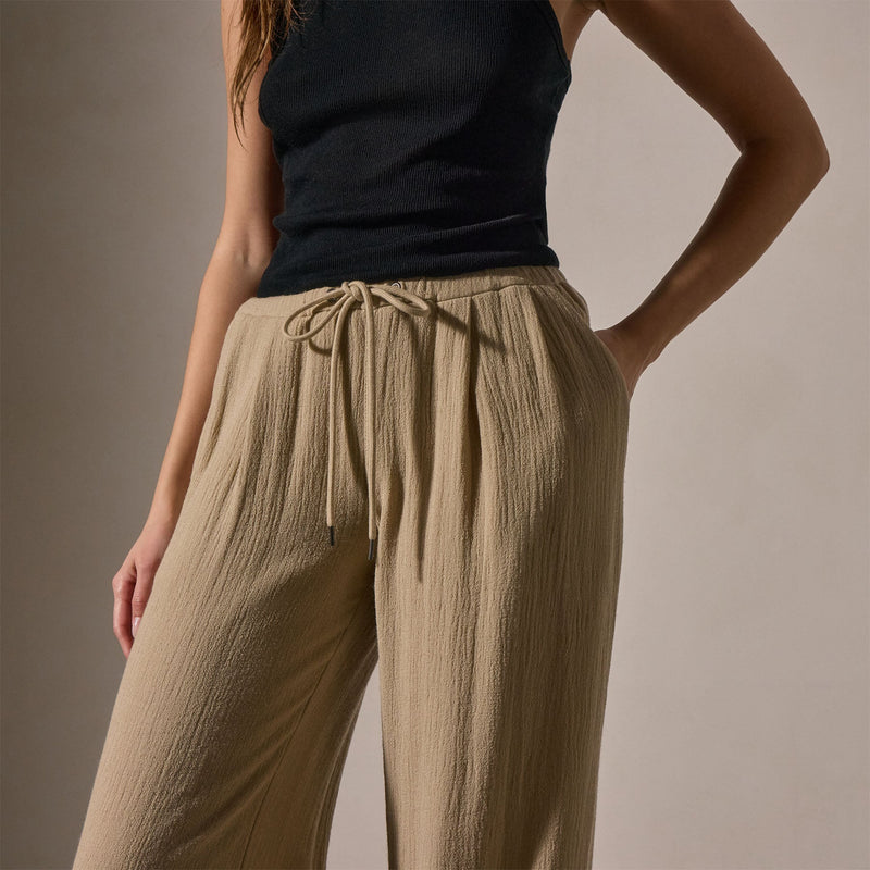 Pleated Wool Blend Pant in Biscuit | James Perse Los Angeles