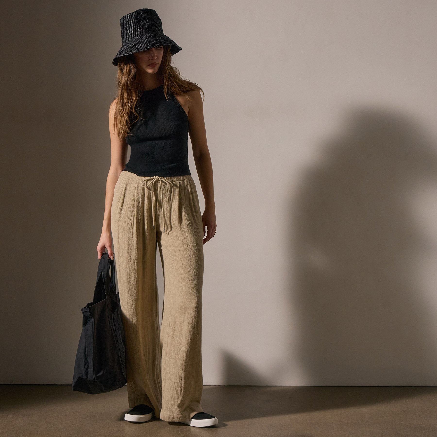 Pleated Wool Blend Pant