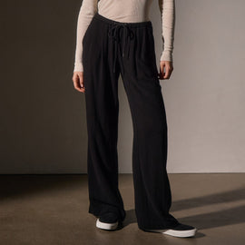 Pleated Wool Blend Pant in Black | James Perse Los Angeles