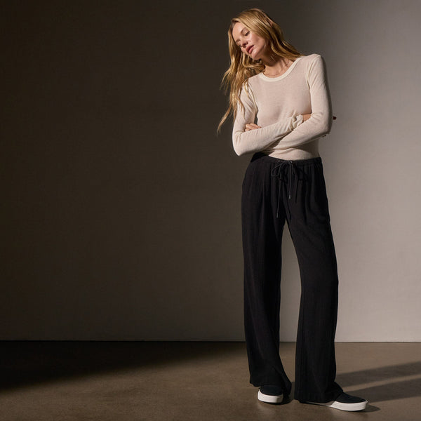 Pleated Wool Blend Pant in Black | James Perse Los Angeles