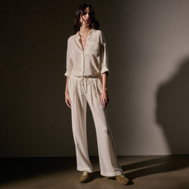 Relaxed Wool Pant  in Ivory | James Perse Los Angeles
