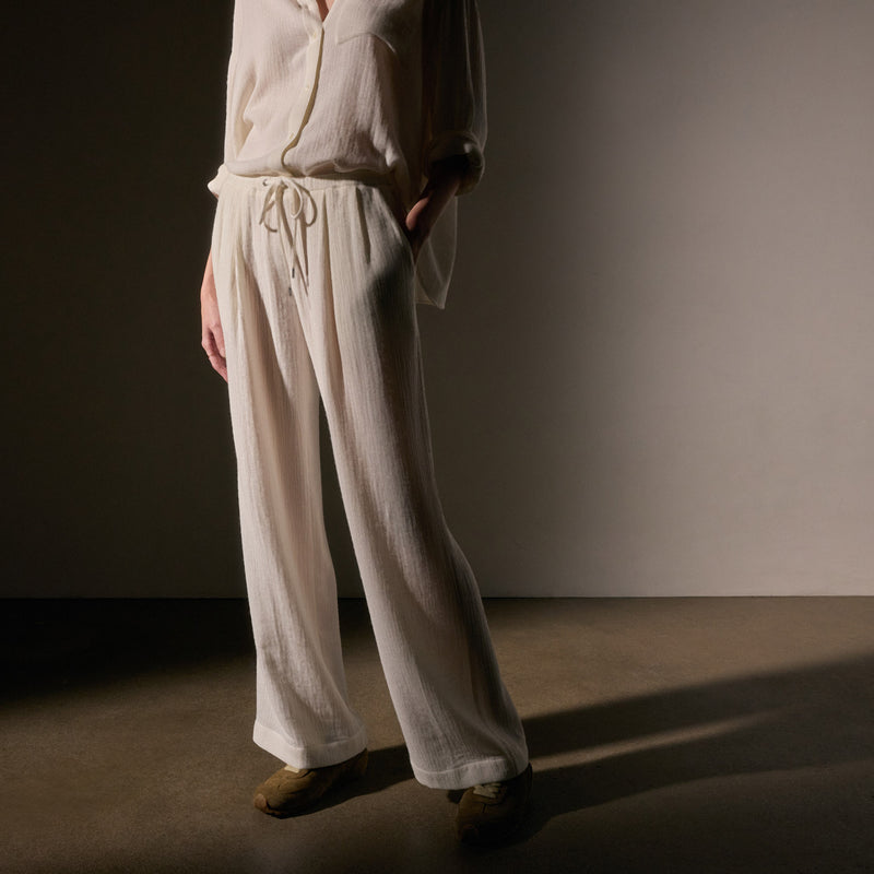 Pleated Wool Blend Pant in Ivory | James Perse Los Angeles