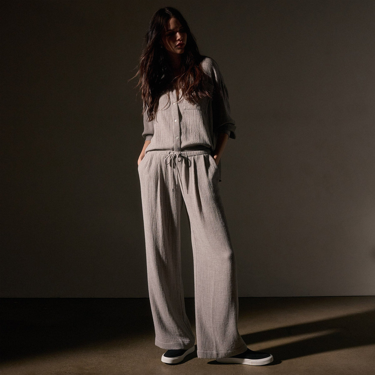 Relaxed Wool Pant  in Silver Wheat | James Perse Los Angeles