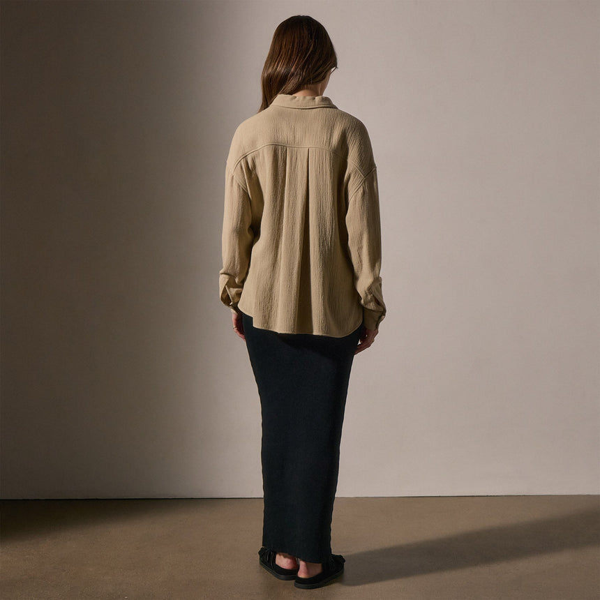 Relaxed Wool Blend Shirt in Biscuit | James Perse Los Angeles