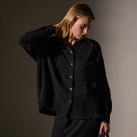 Relaxed Wool Blend Shirt in Black | James Perse Los Angeles