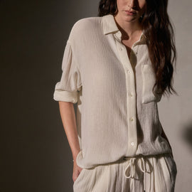 Oversized Wool Shirt  in Ivory | James Perse Los Angeles