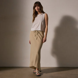 High Low Wool Blend Skirt in Biscuit | James Perse Los Angeles