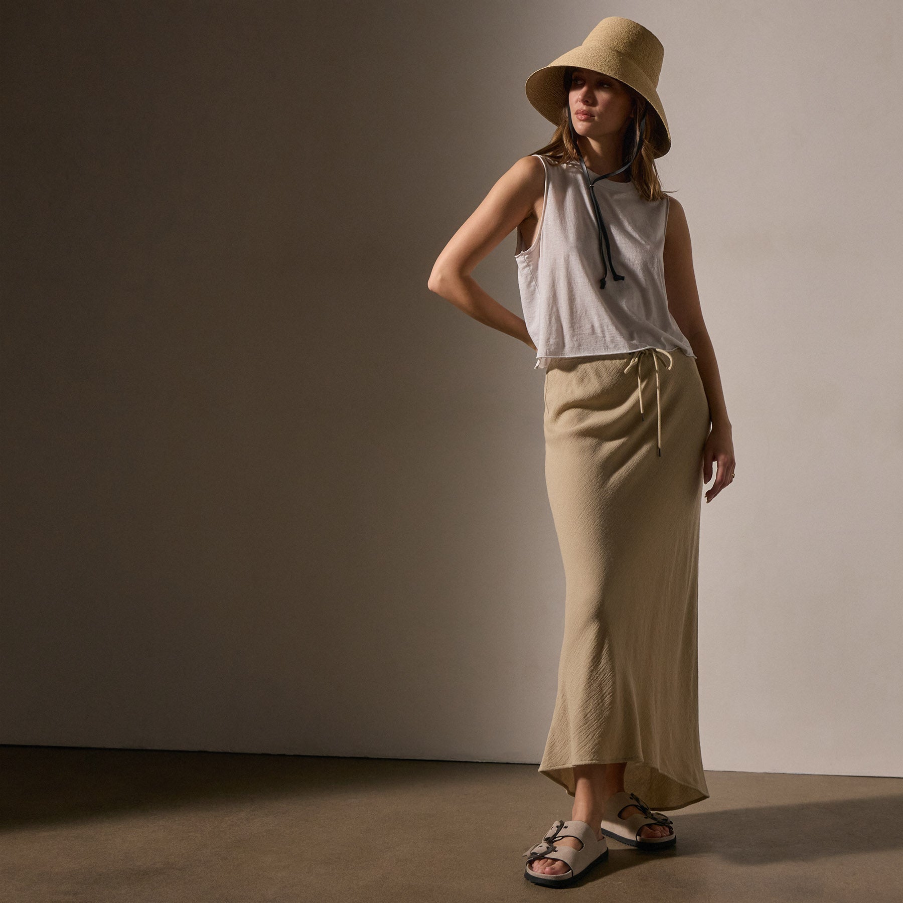 High Low Wool Blend Skirt