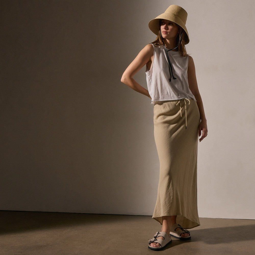 High Low Wool Blend Skirt in Biscuit | James Perse Los Angeles