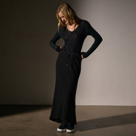 High Low Viscose Wool Skirt in Black | James Perse Los Angeles