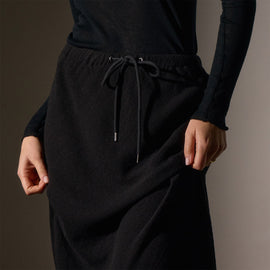 High Low Viscose Wool Skirt in Black | James Perse Los Angeles
